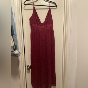 Gianni Bini Wine Lace Jumpsuit, size 6